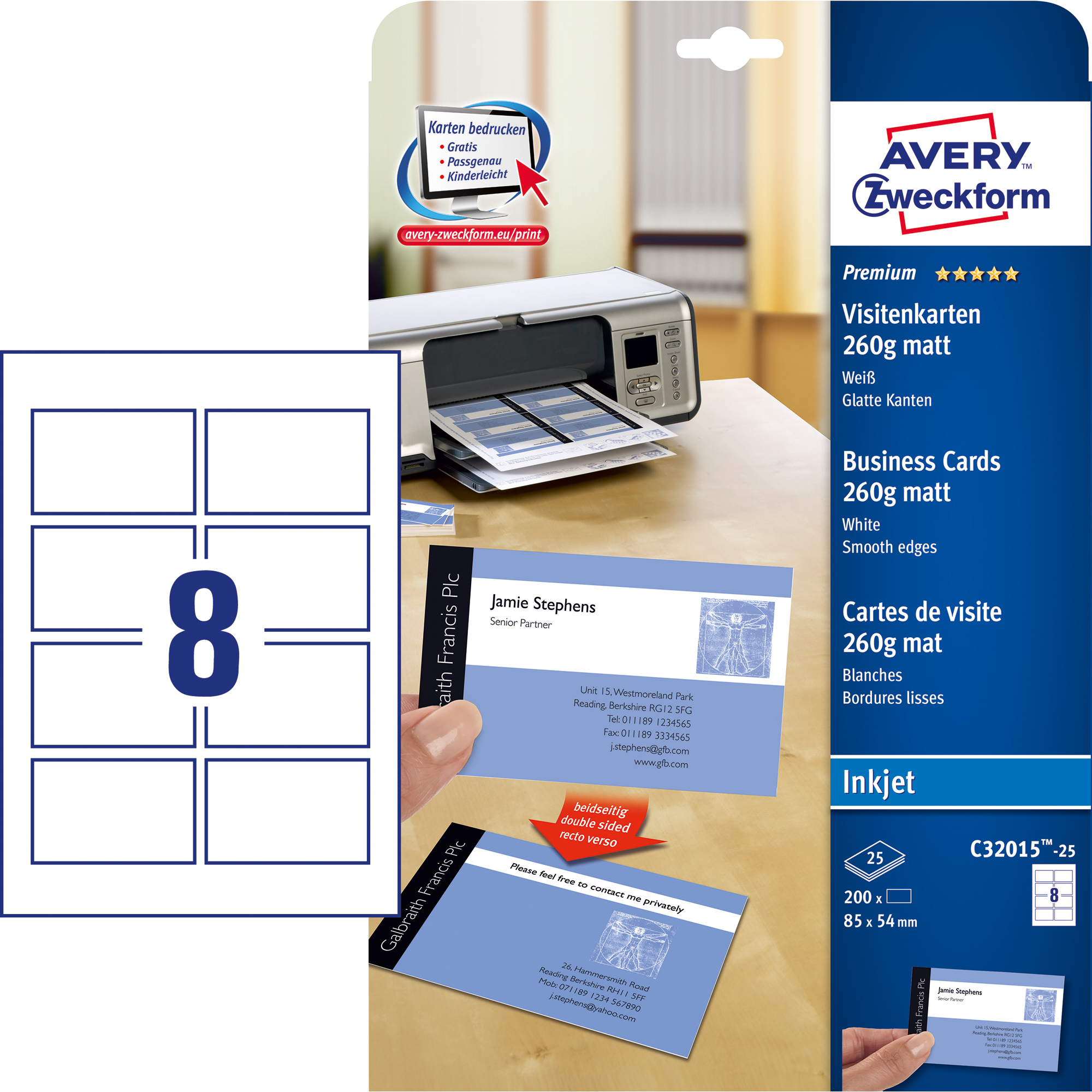 Avery Zweckform Visitenkarte Premium 260 g/m²