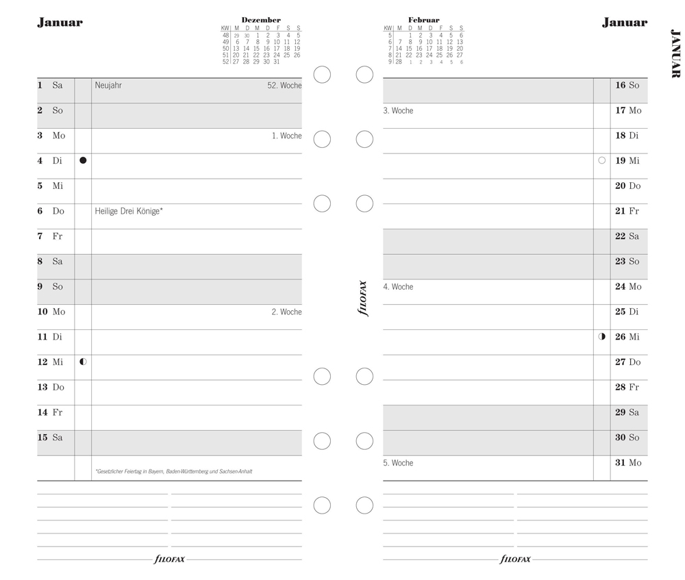 Filofax Kalendereinlage Personal 1 Monat / 2 Seiten Deutsch-2024