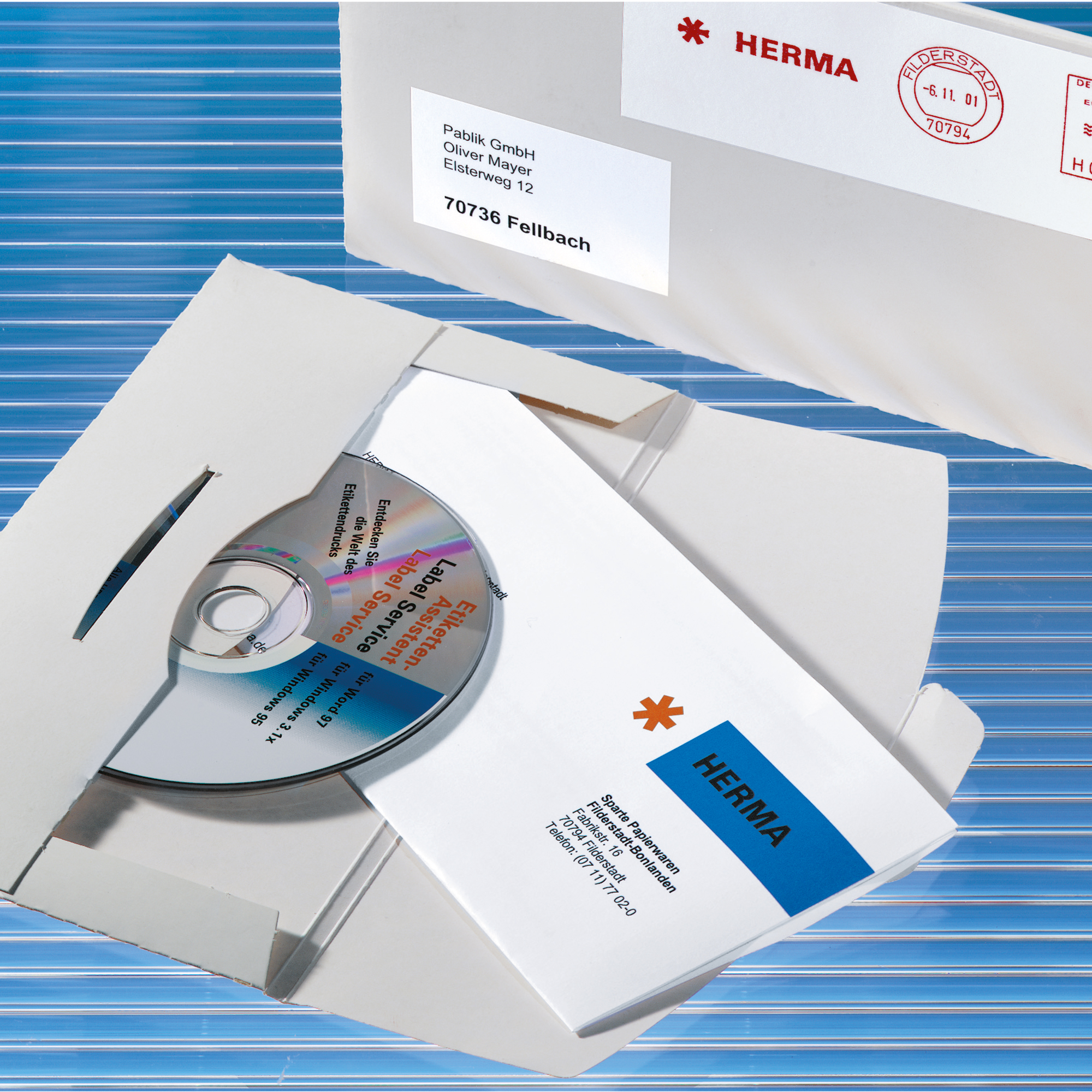 HERMA CD/DVD Versandtasche Steckverschluß