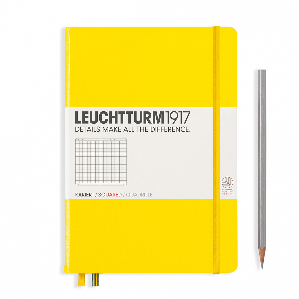 Leuchtturm Notizbuch Medium A5 gelb, kariert