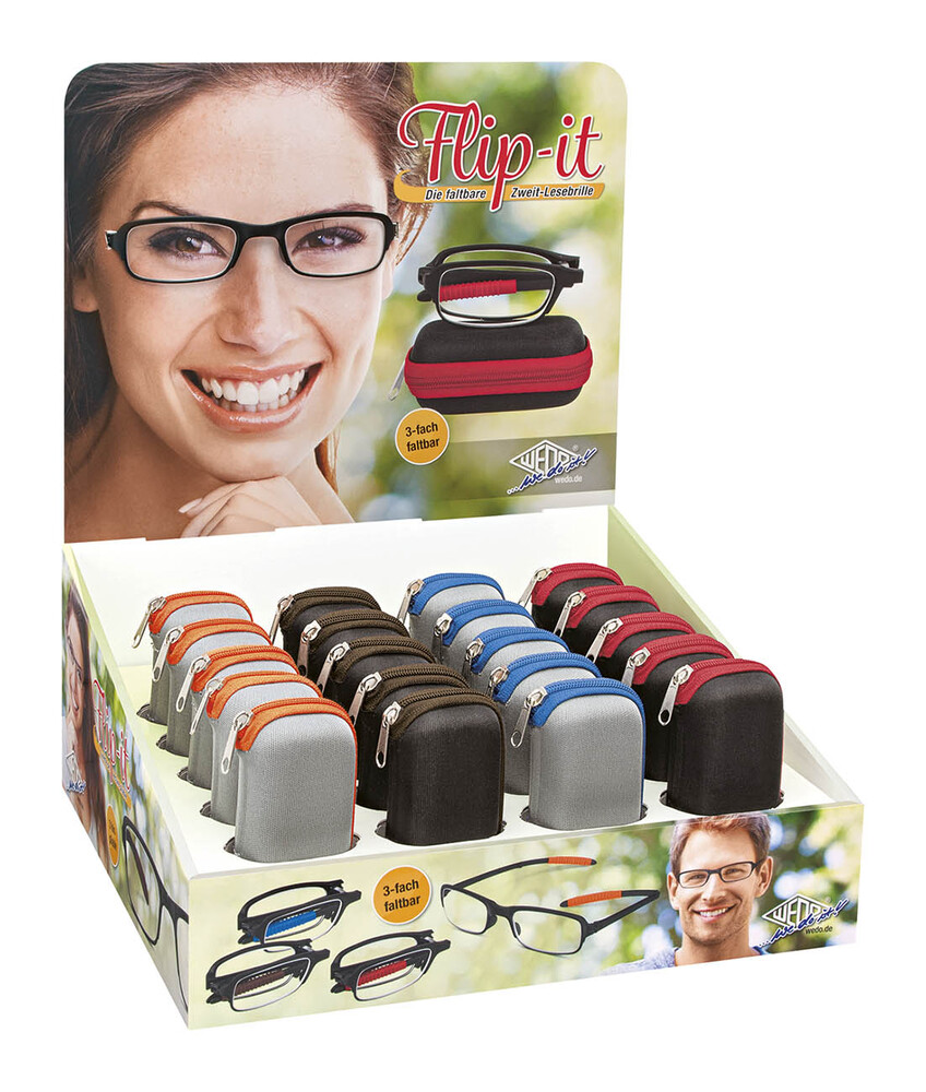 WEDO® Lese-Klappbrille Flip-It 20er Display farblich sortiert