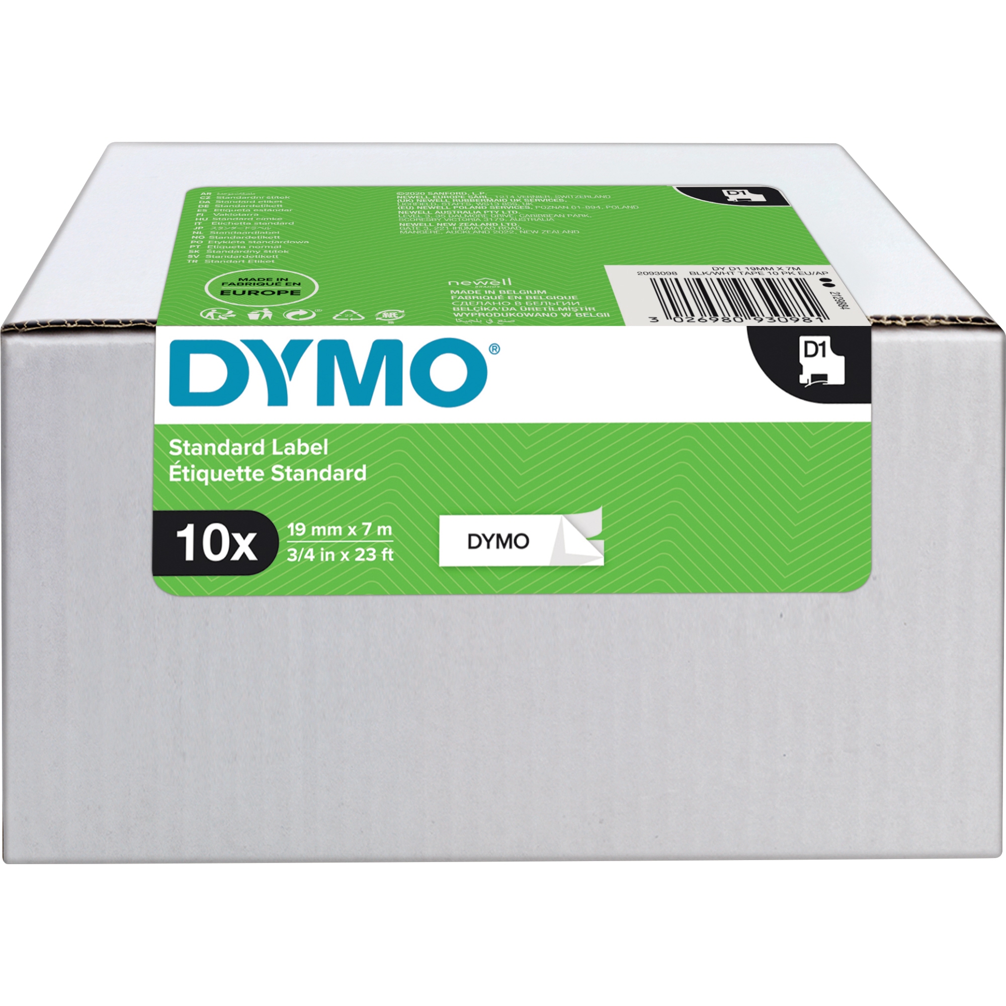 DYMO® Schriftbandkassette D1 19 mm weiß