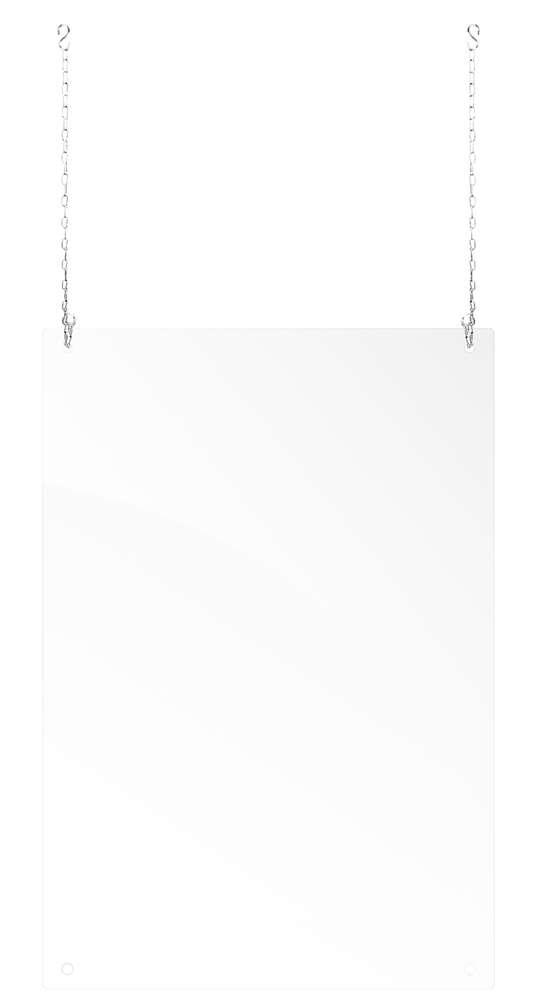 Schutzscheibe, abhängbar inkl. Perlschnur zur Deckenabhängung 1.500 x 1.000 mm (B x H)