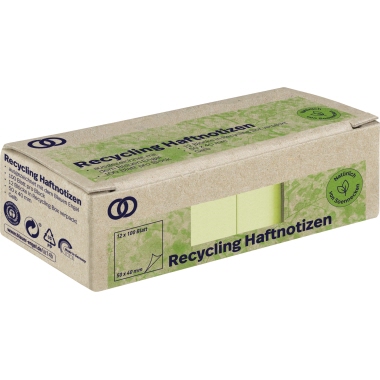 Soennecken Haftnotiz Recycling 50 x 40 mm gelb 12er Pack