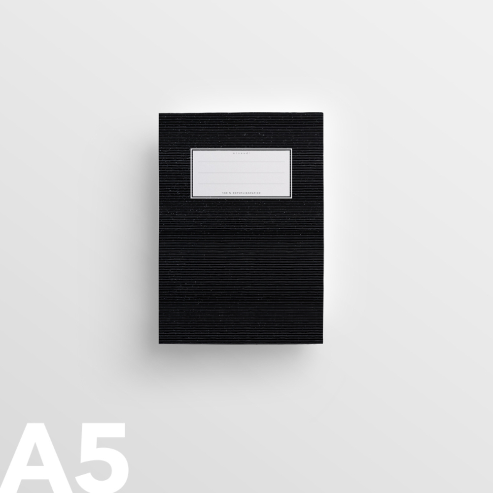 minouki Heftumschlag DIN A5 aus Recyclingpapier einfarbig schwarz