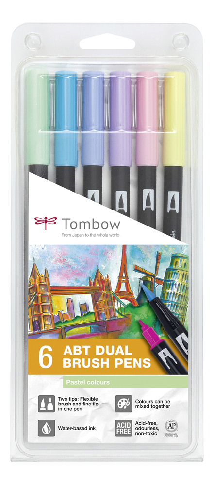 Tombow Faserschreiber ABT Dual 6er Set Pastellfarben