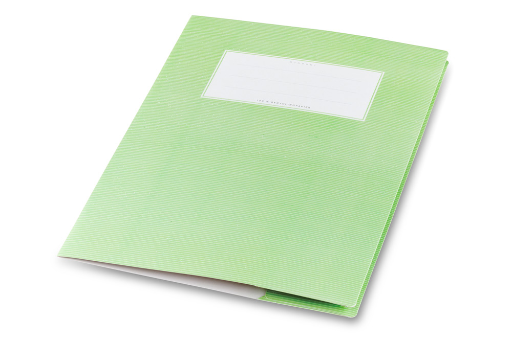 minouki Heftumschlag DIN A4 aus Recyclingpapier einfarbig hellgrün