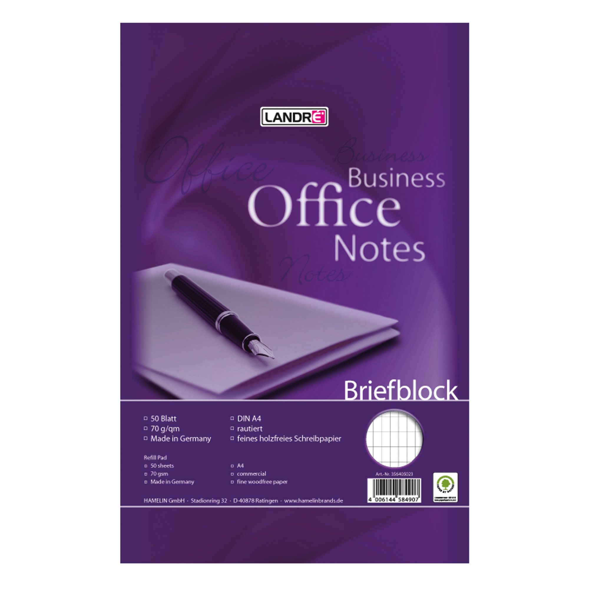 Landré Briefblock Business Office Notes DIN A4 rautiert