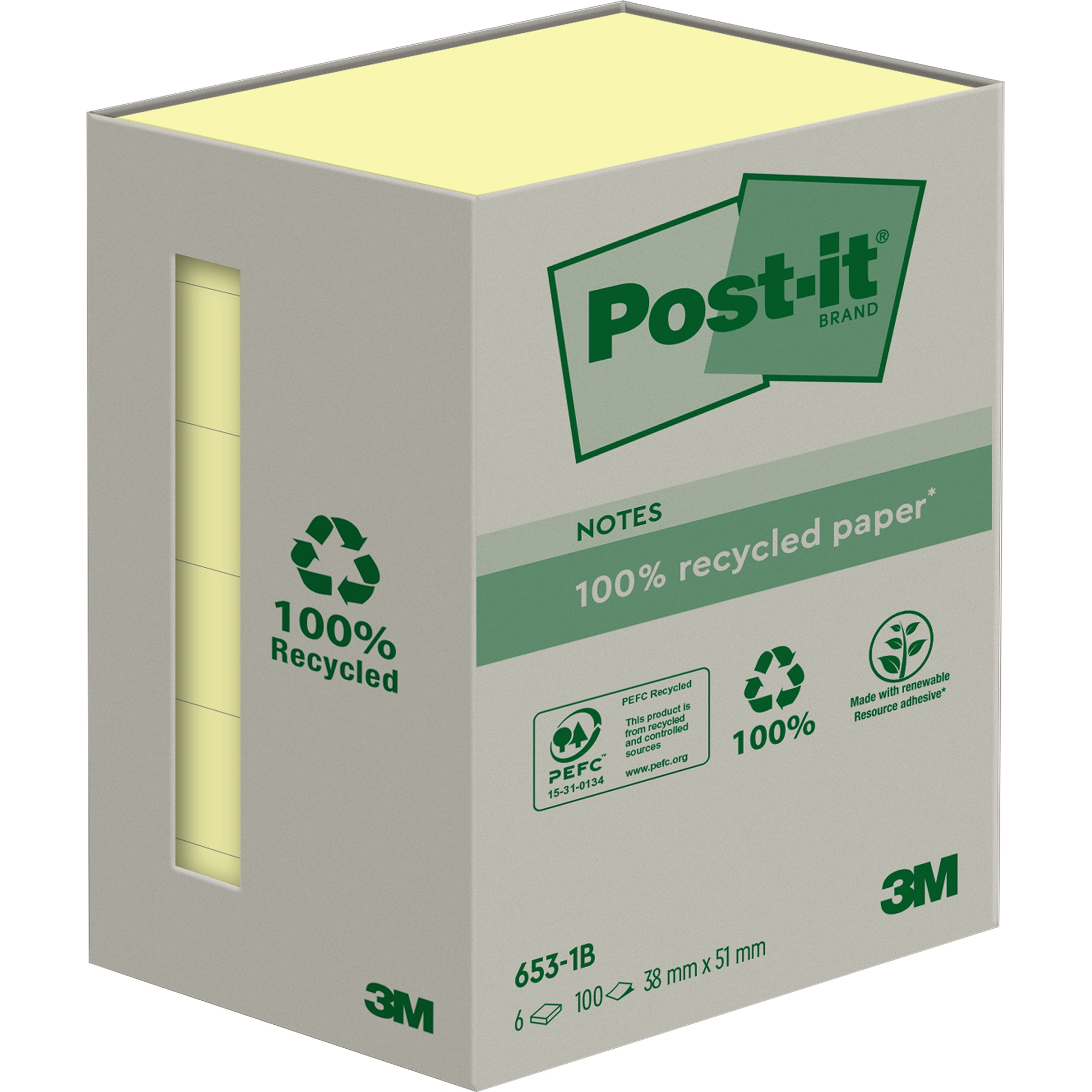 Post-it® Haftnotiz Recycling Notes 51 x 38 mm (B x H)