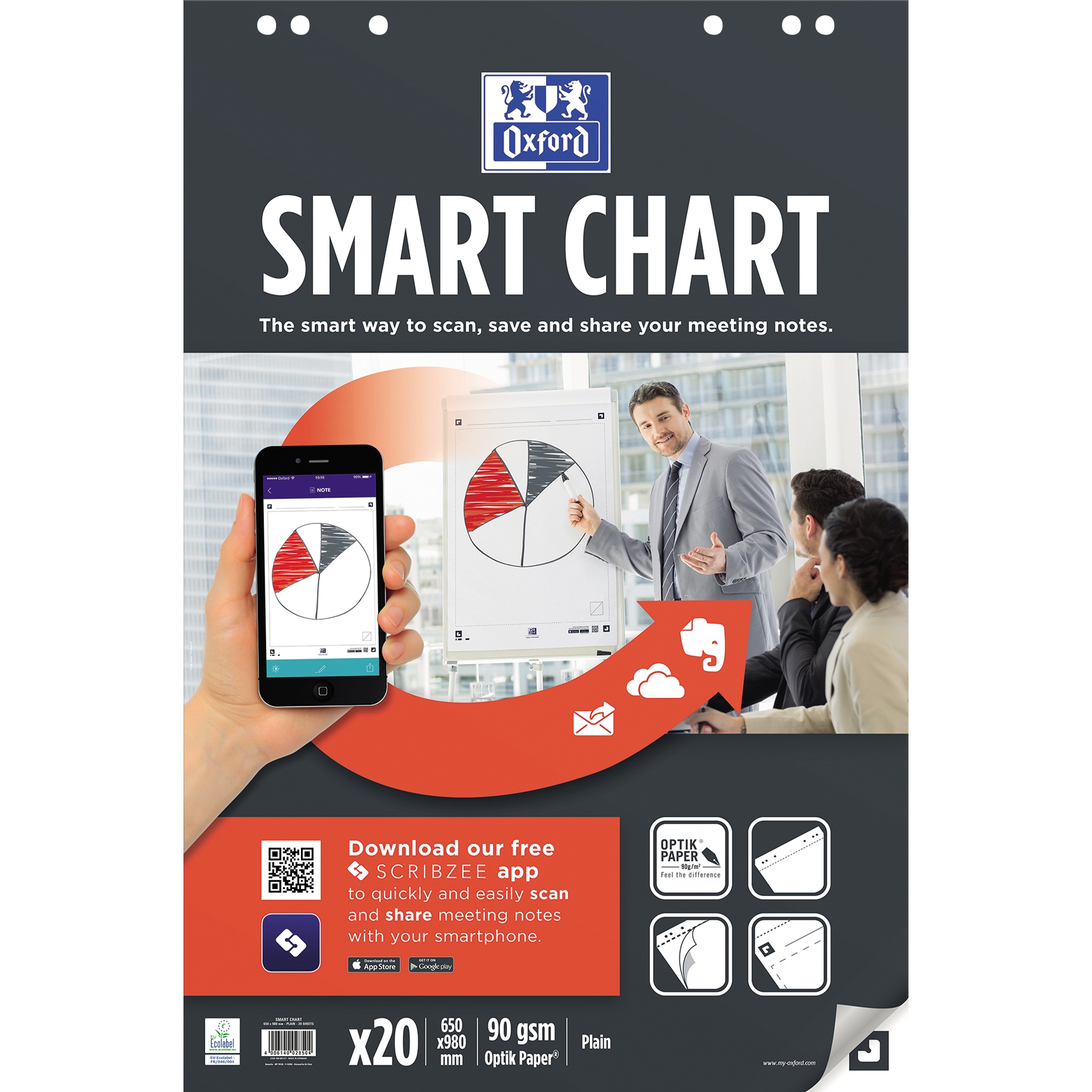 Flipchartblock Smart Chart 65x98cm blanko 20Bl