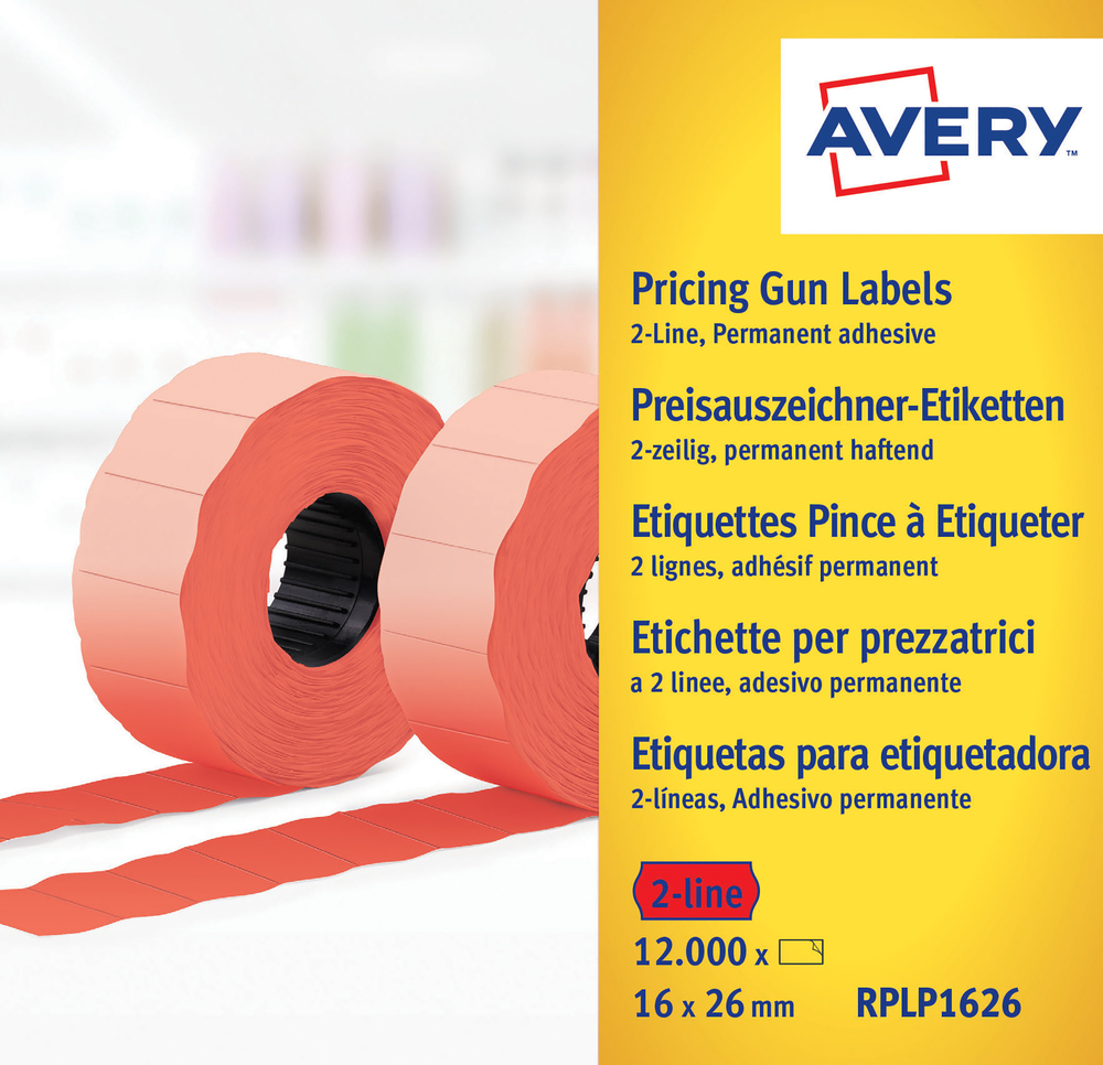 Avery Zweckform Etikett RPLP1626 1200 Etik.Rl. rot 10 Rl.Pack.