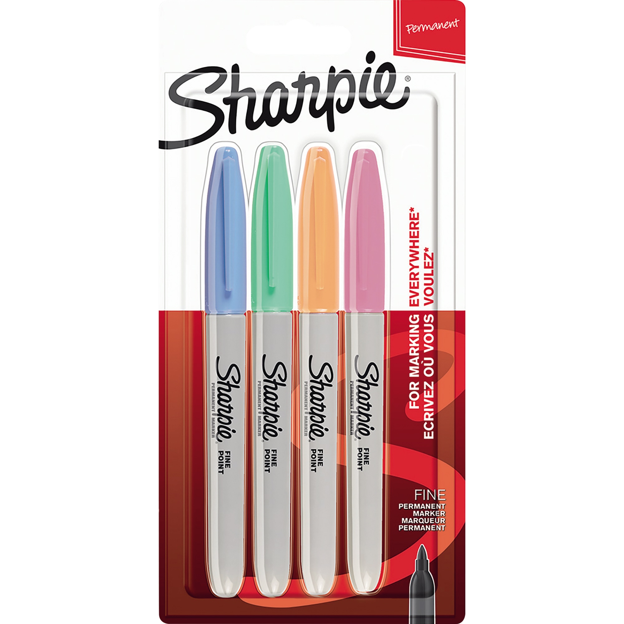 Sharpie Marker Fine 0,9mm permanent 4Pastell-Farben sortiert 4er Etui