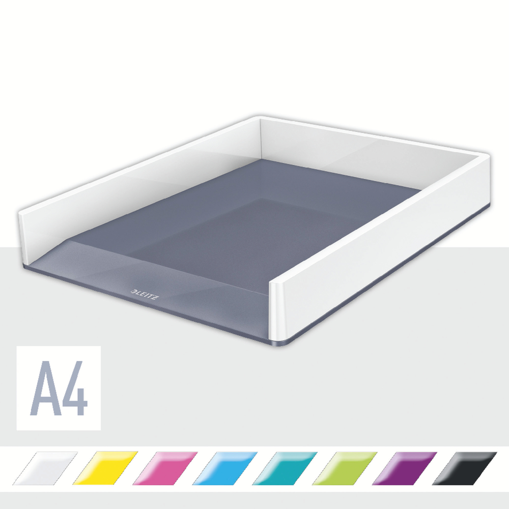 Leitz Briefablage WOW Duo Colour zweifarbig grau metallic, weiß