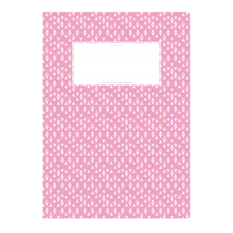 minouki Heftumschlag DIN A4 aus Recyclingpapier gemustert rosa