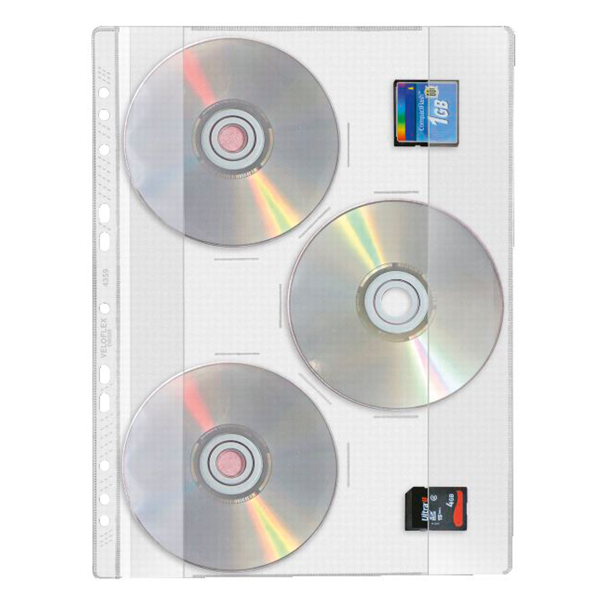 Veloflex CD/DVD Hülle für 3 CDs+2 Minidisc