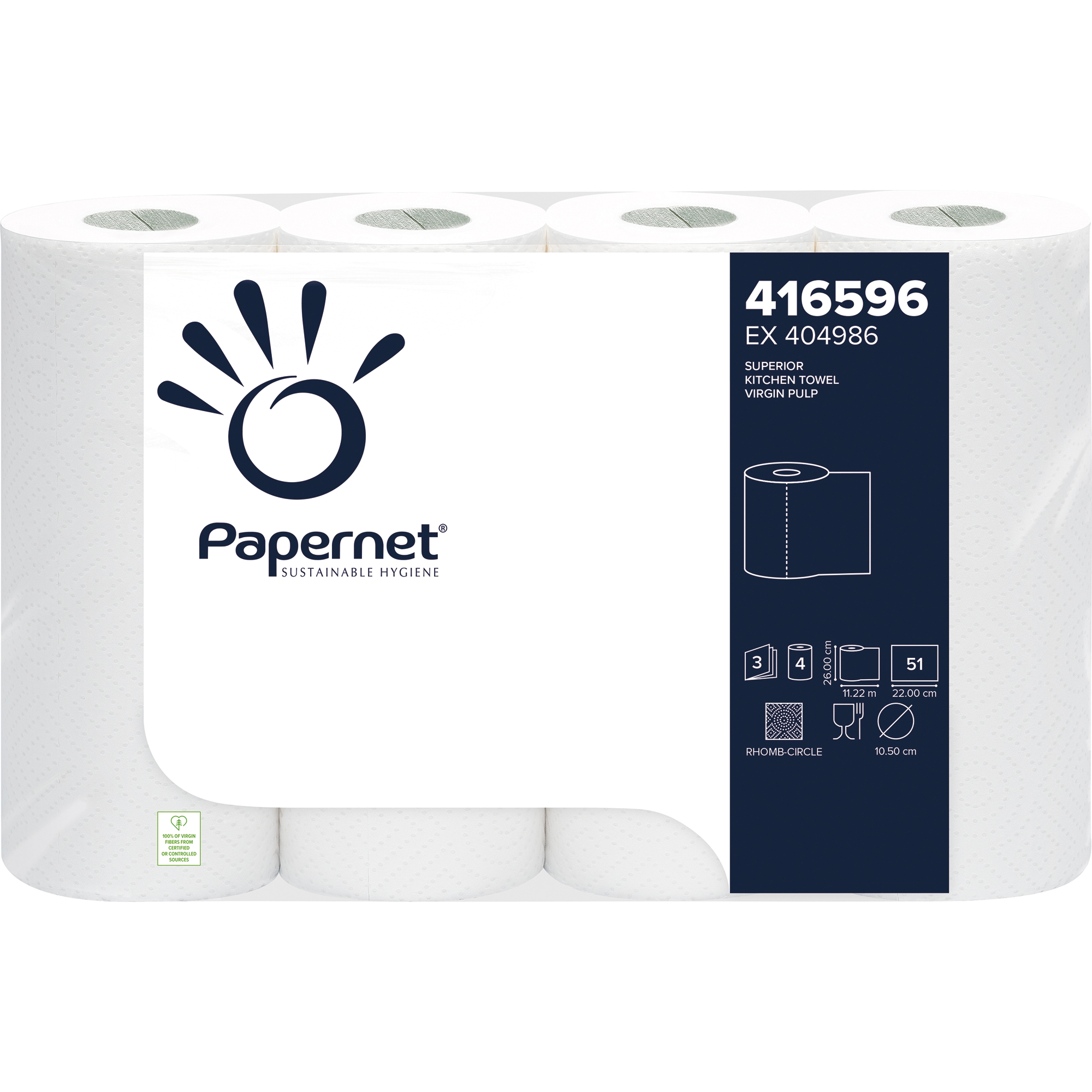 Papernet Küchenrolle Superior 3-lagig 4er Pack