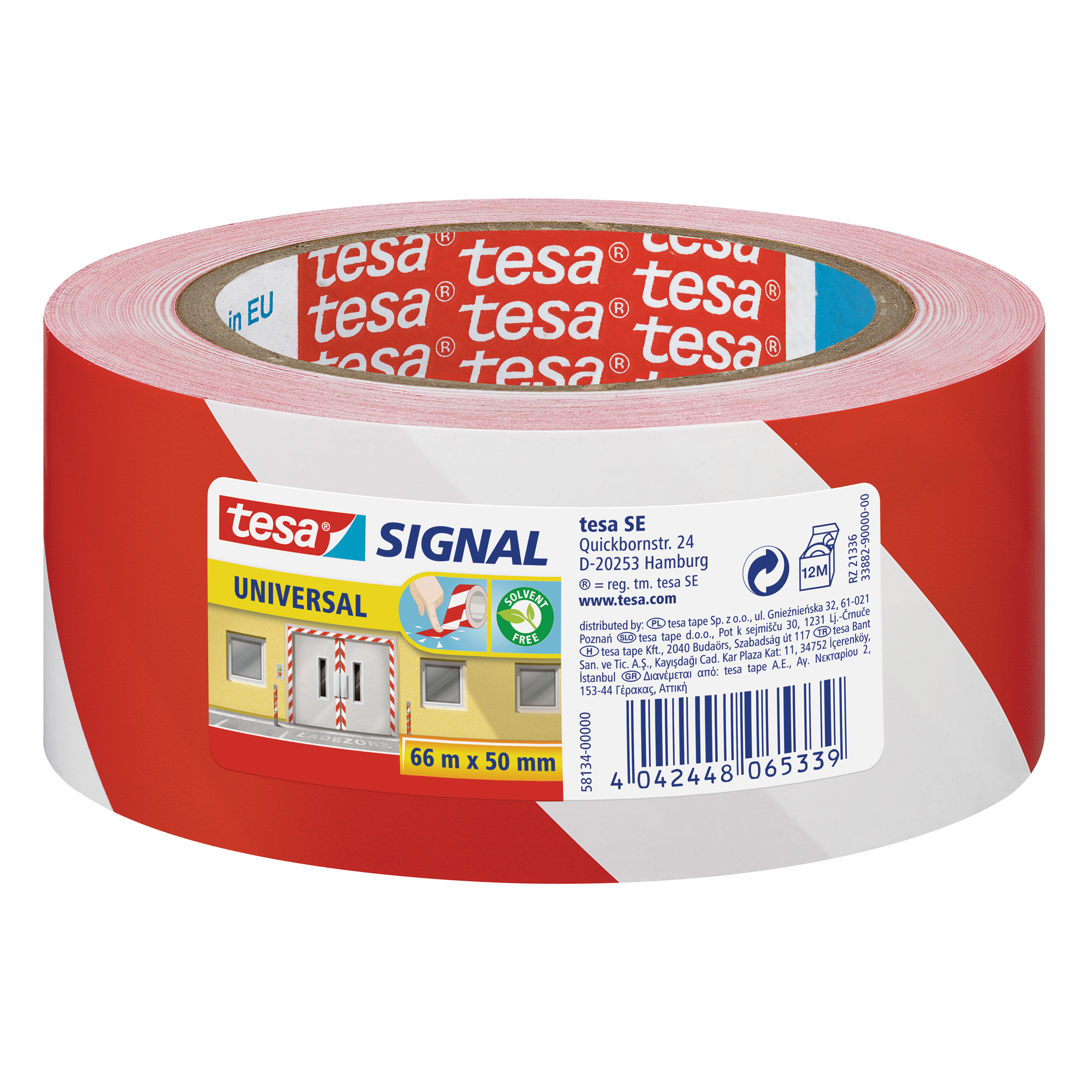 tesa® Signalklebeband Universal rot, weiß