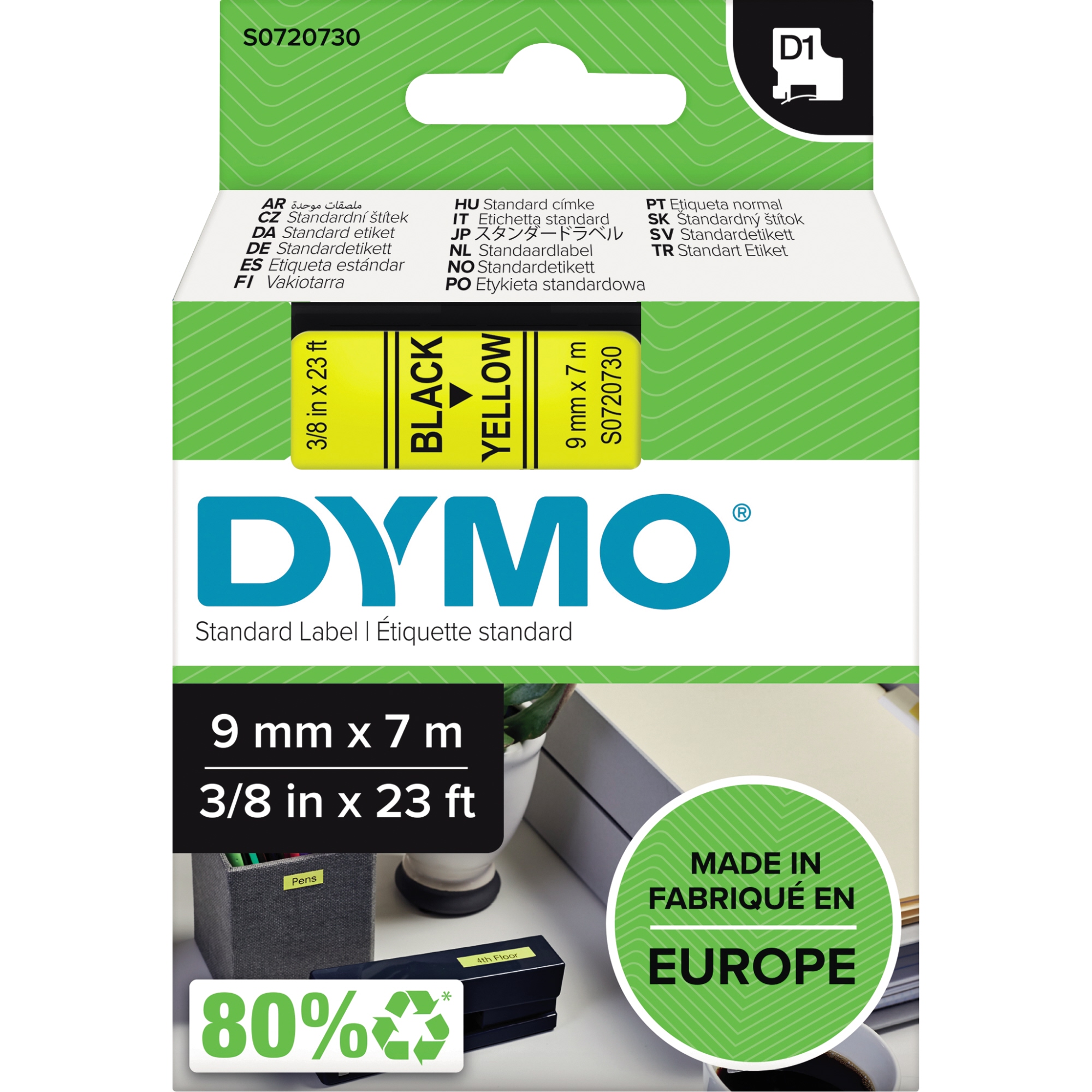 DYMO® Schriftbandkassette D1 9 mm gelb