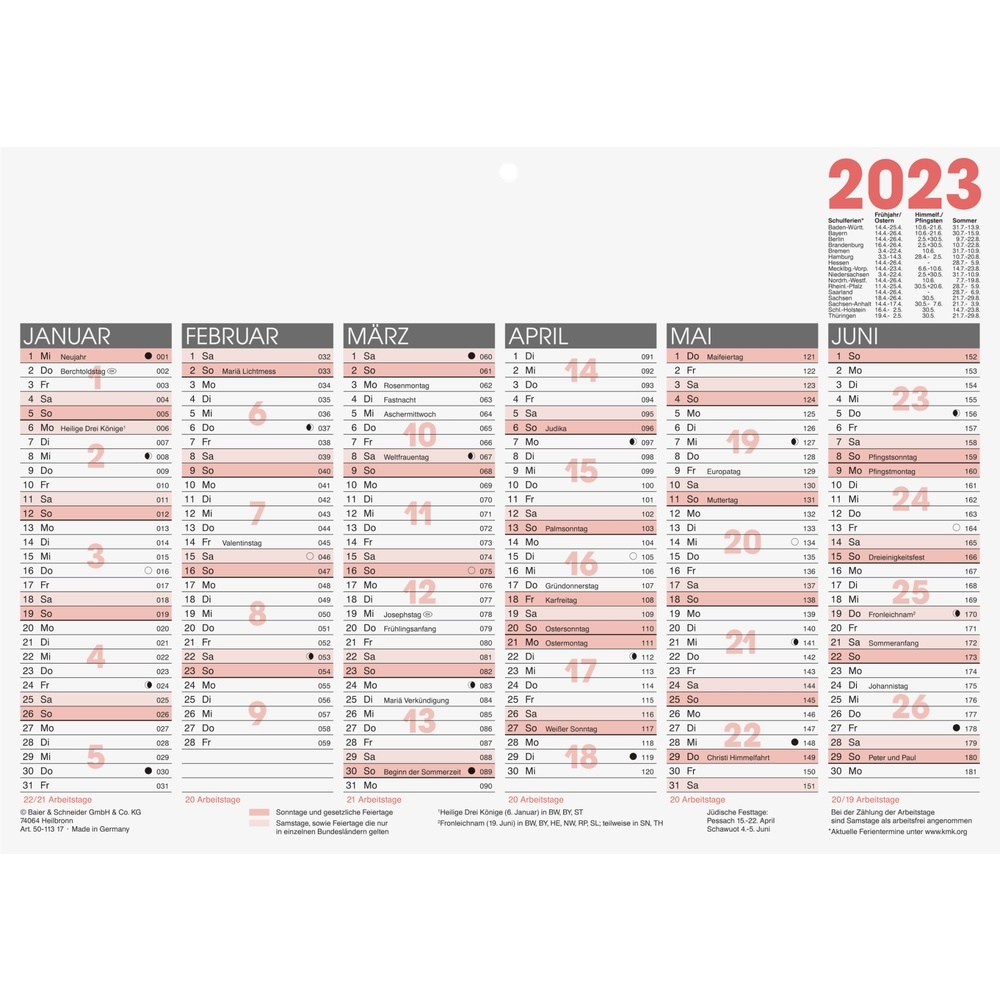 Glocken Tafelkalender DIN A4 quer 2023