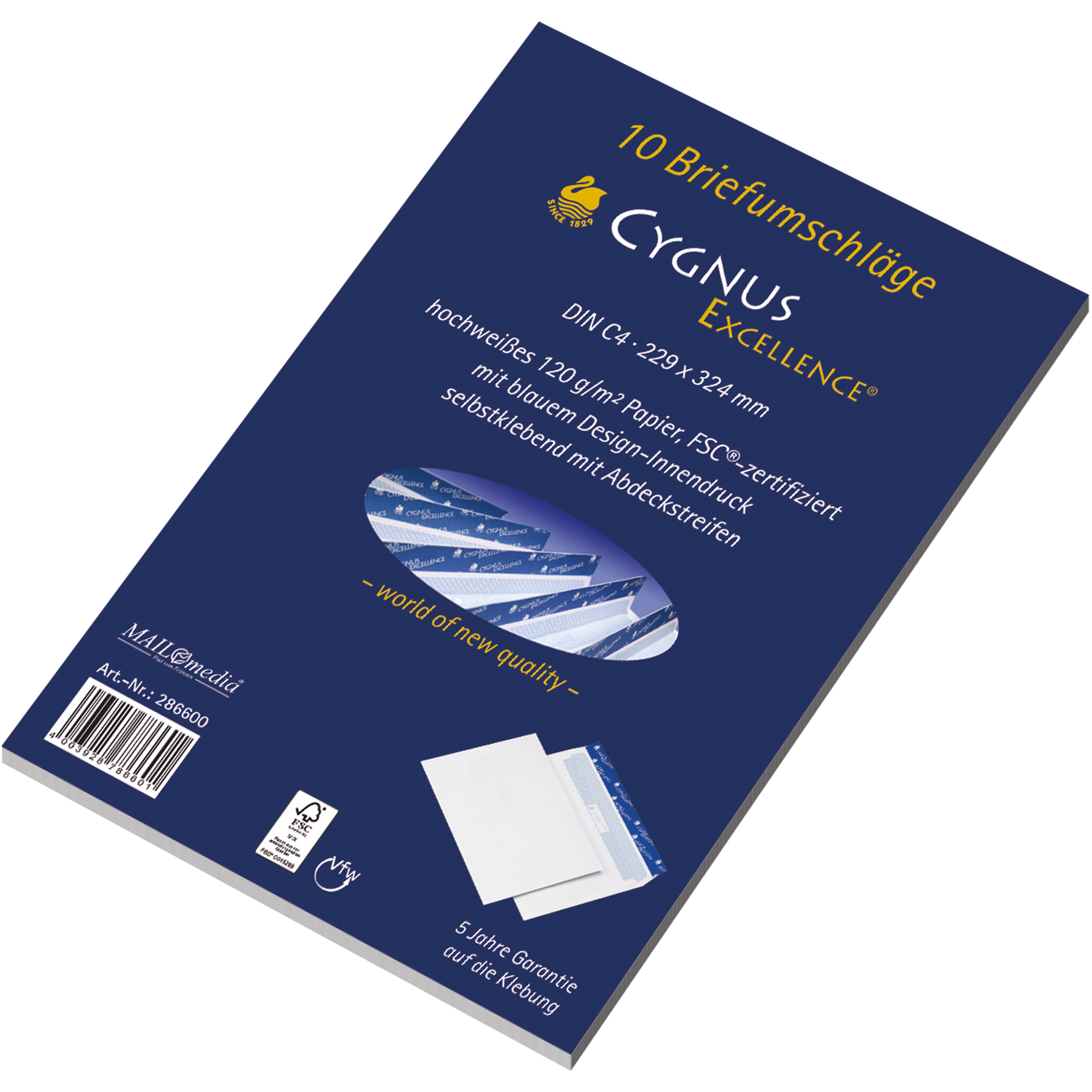 Lemppenau + Rössler-Kuvert Briefumschlag CYGNUS EXCELLENCE® DIN C4 Kleinpack ohne Fenster