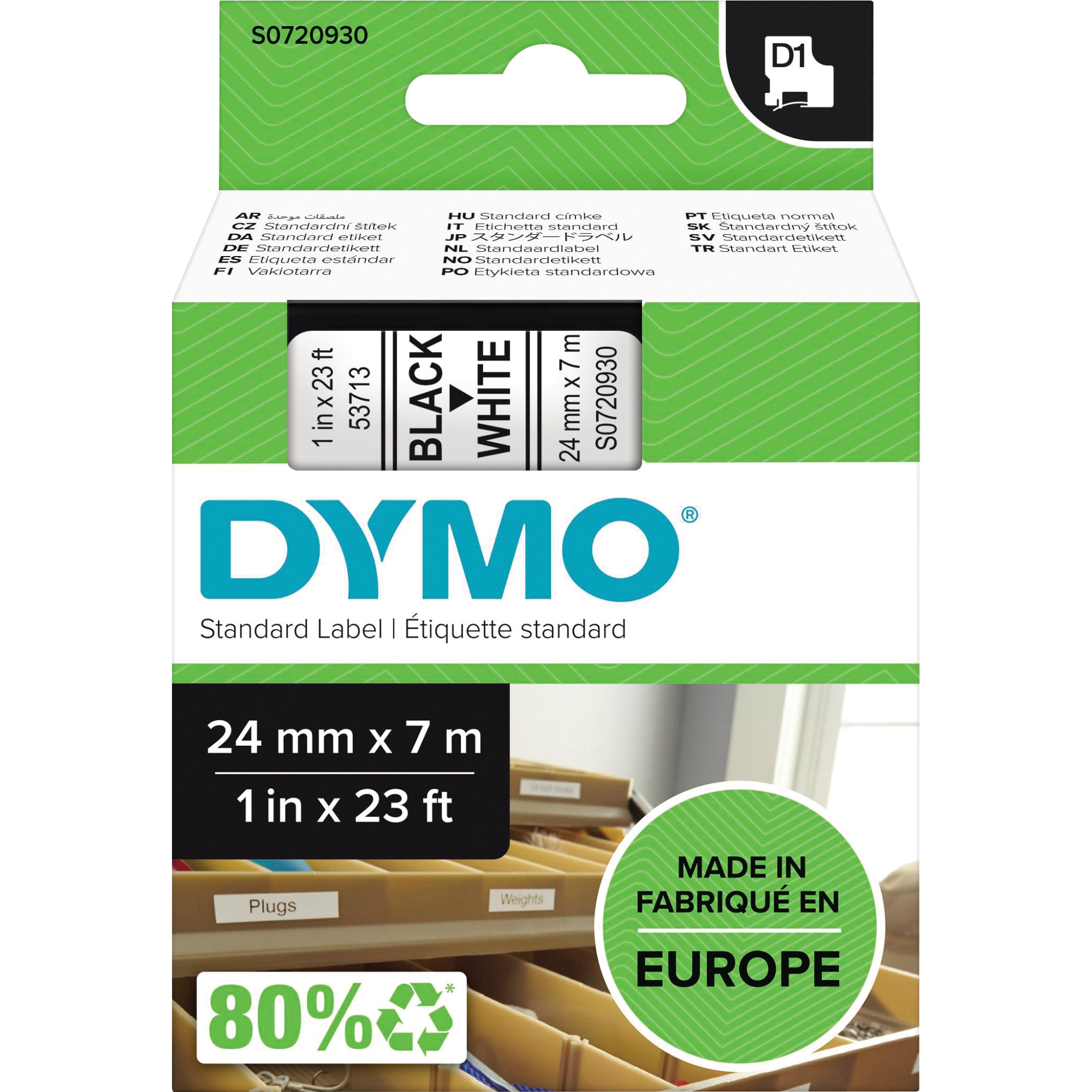 DYMO® Schriftbandkassette D1 24 mm weiß