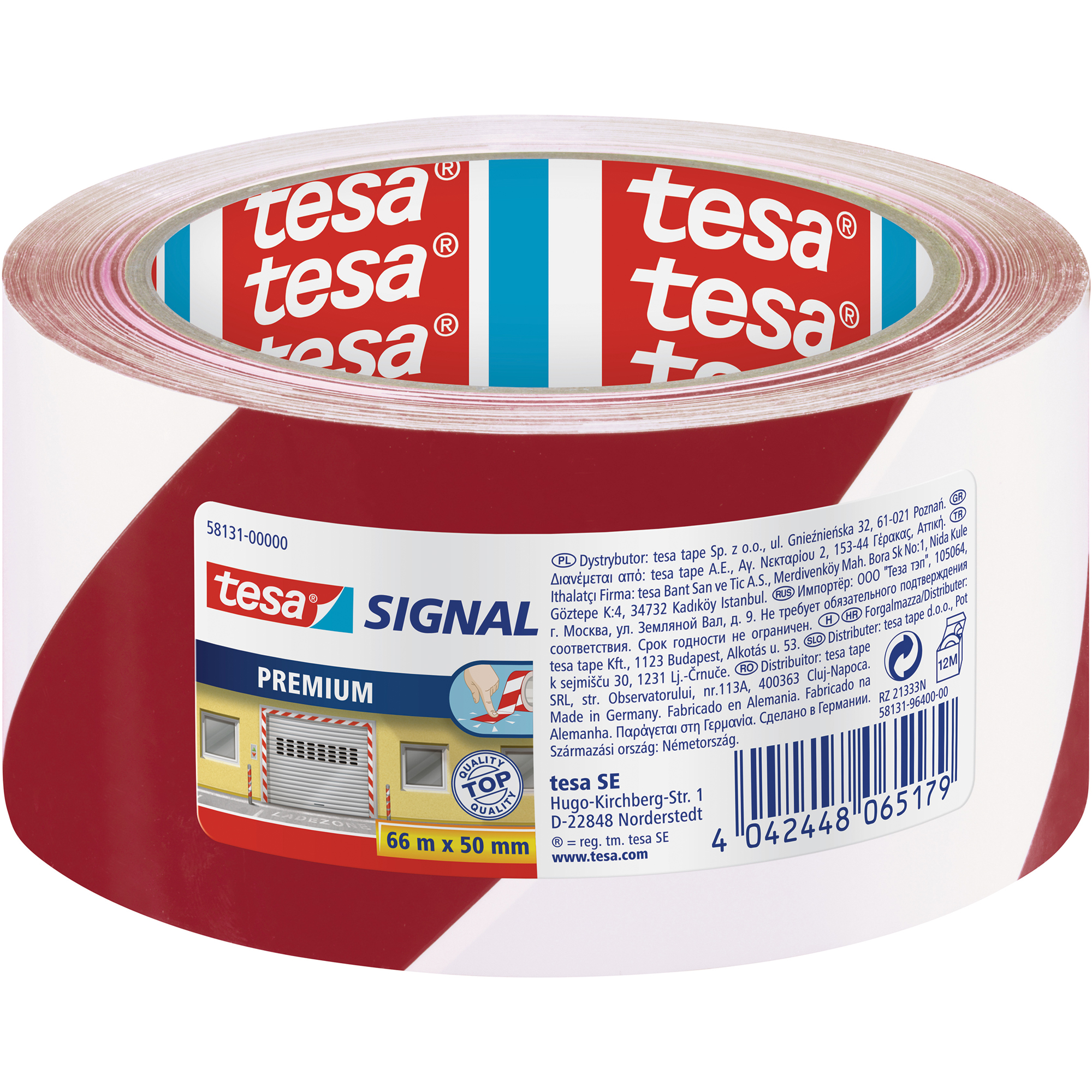 tesa® Signalklebeband Premium rot, weiß