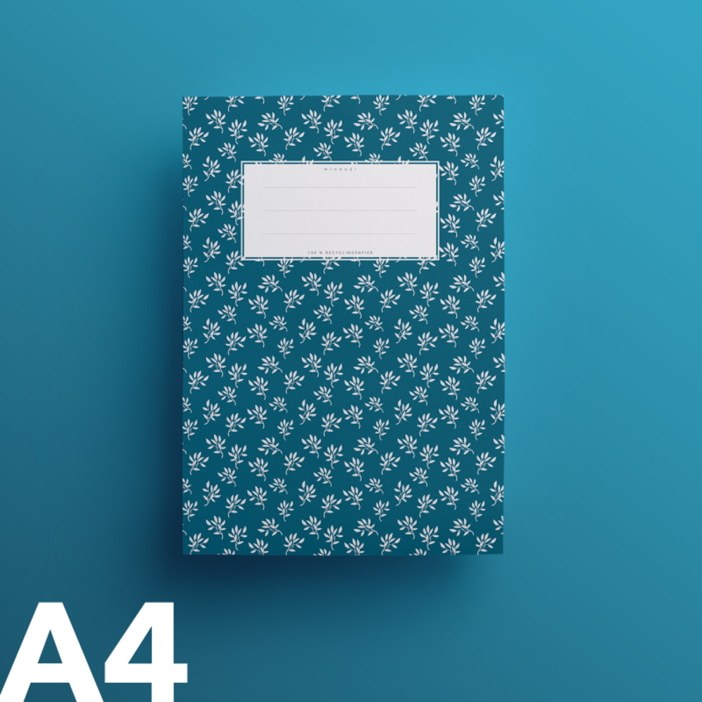 minouki Heftumschlag DIN A4 aus Recyclingpapier gemustert blau