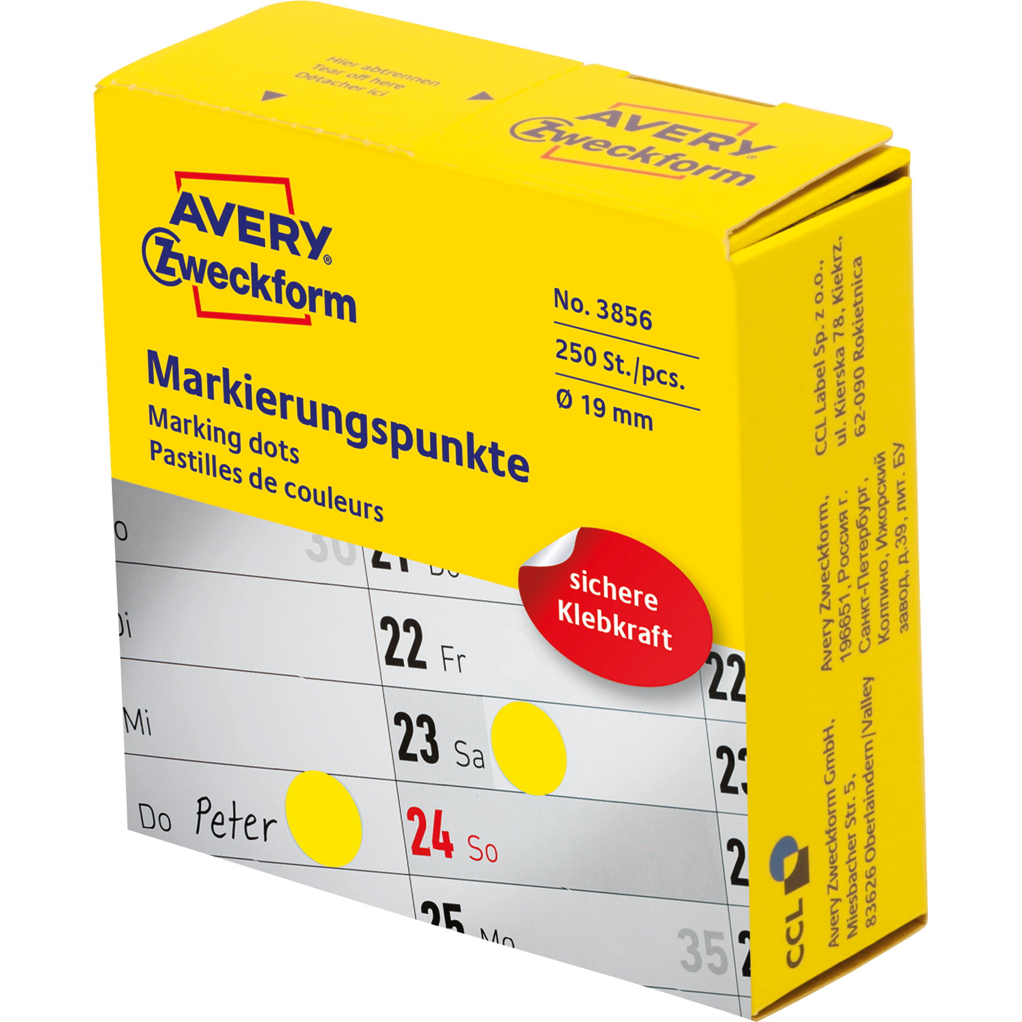 Avery Zweckform Markierungspunkt 19 mm gelb