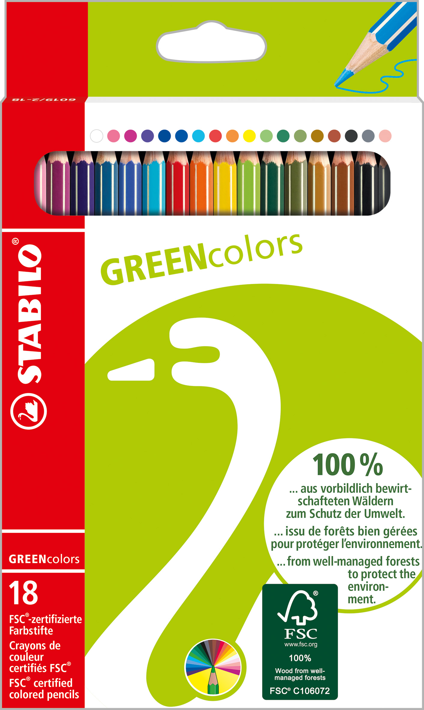 STABILO® Holzfarbstifte GREENcolors 18er Etui