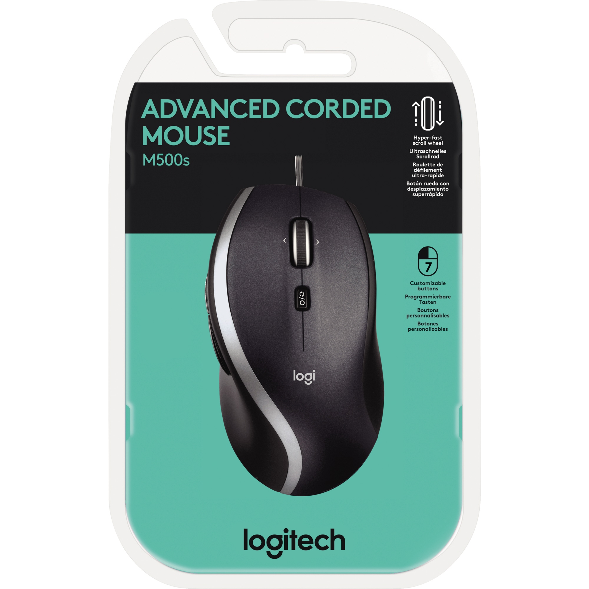 Logitech Maus M500S USB-A mit Kabel schwarz