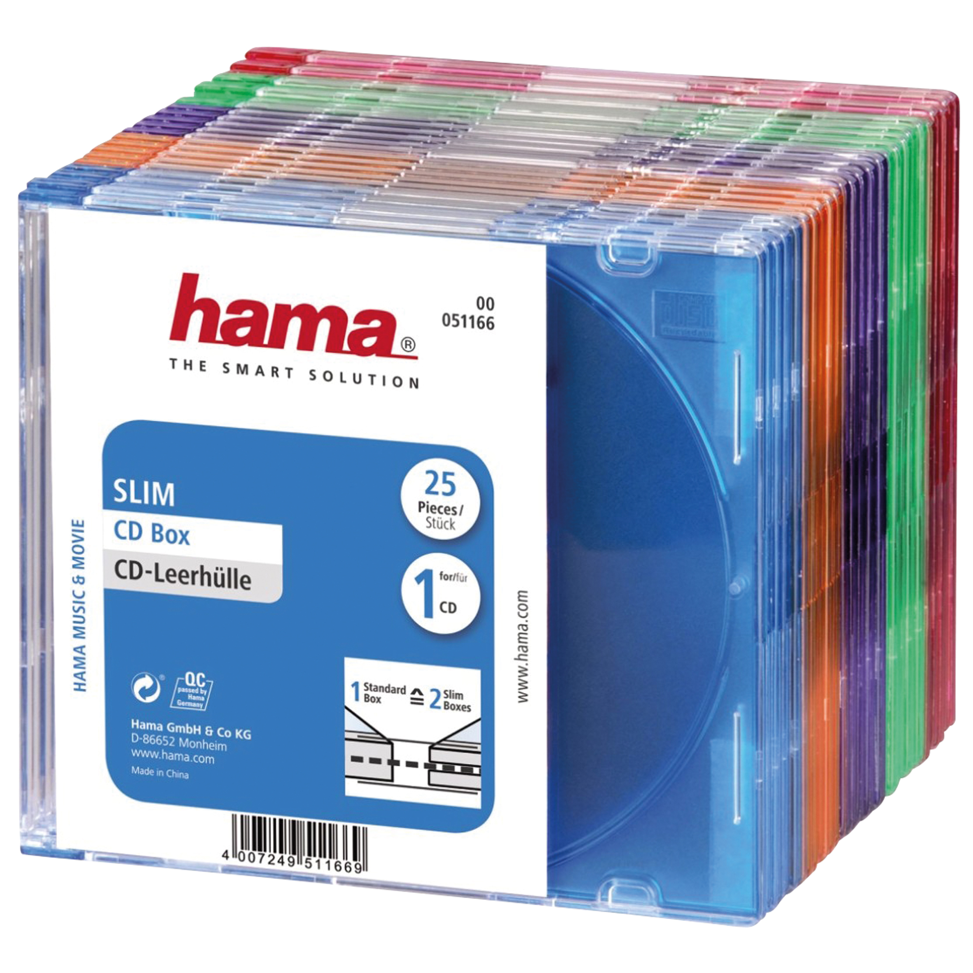 Hama CD/DVD Hardbox Slim farbig