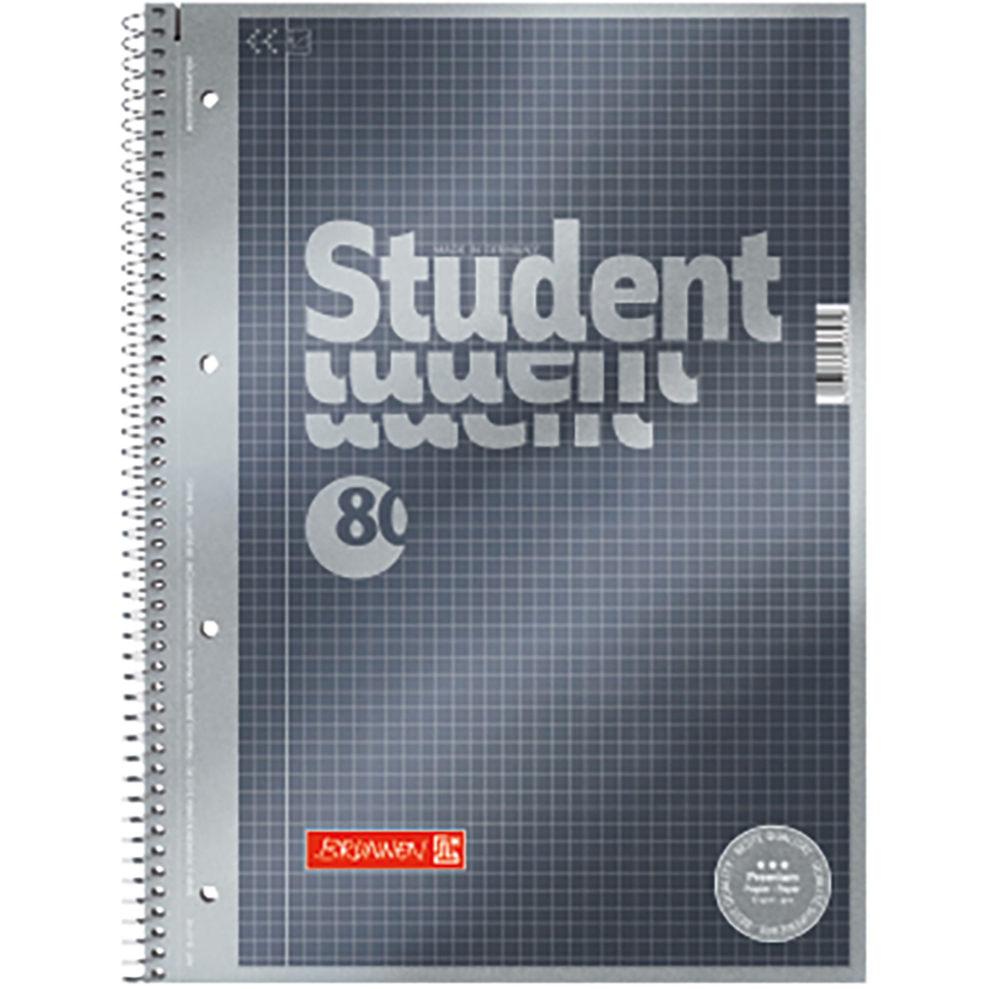 BRUNNEN Collegeblock Student Premium DIN A4 Lineatur 22, mit Rand innen, 80 Blatt Lineatur 22