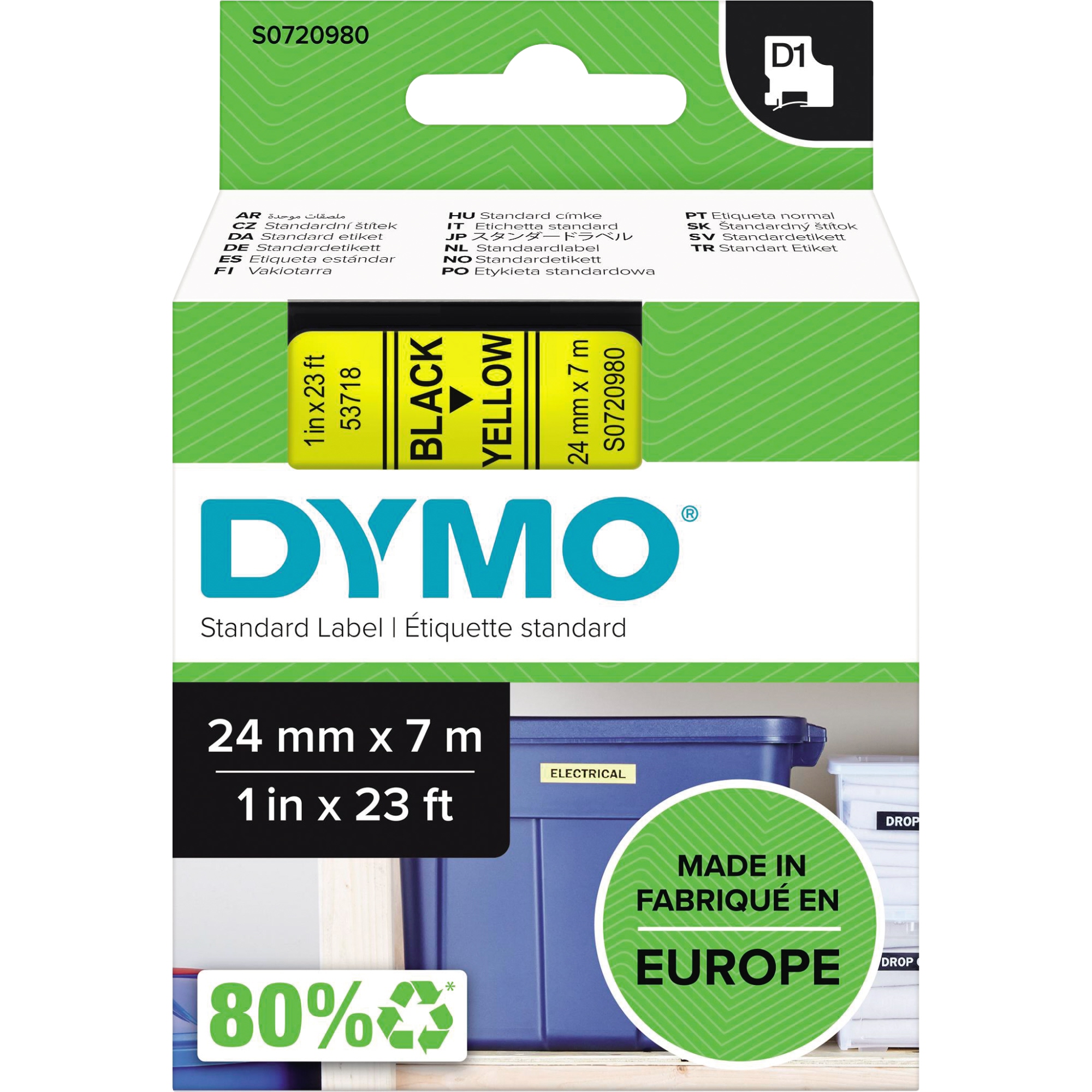 DYMO® Schriftbandkassette D1 24 mm gelb