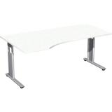 Geramöbel Schreibtisch C Fuß Flex 180 x 68-82 x 80/100 cm Freiform links silber