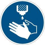 DURABLE Hinweisschild Hände desinfizieren blau rund