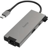 Hama Dockingstation USB-C (2xUSB-A, 1xUSB-C,1xHDMI 4K,LAN) grau/schwarz